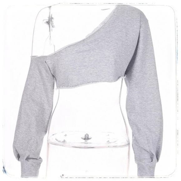 off the shoulder cropped sweatshirt